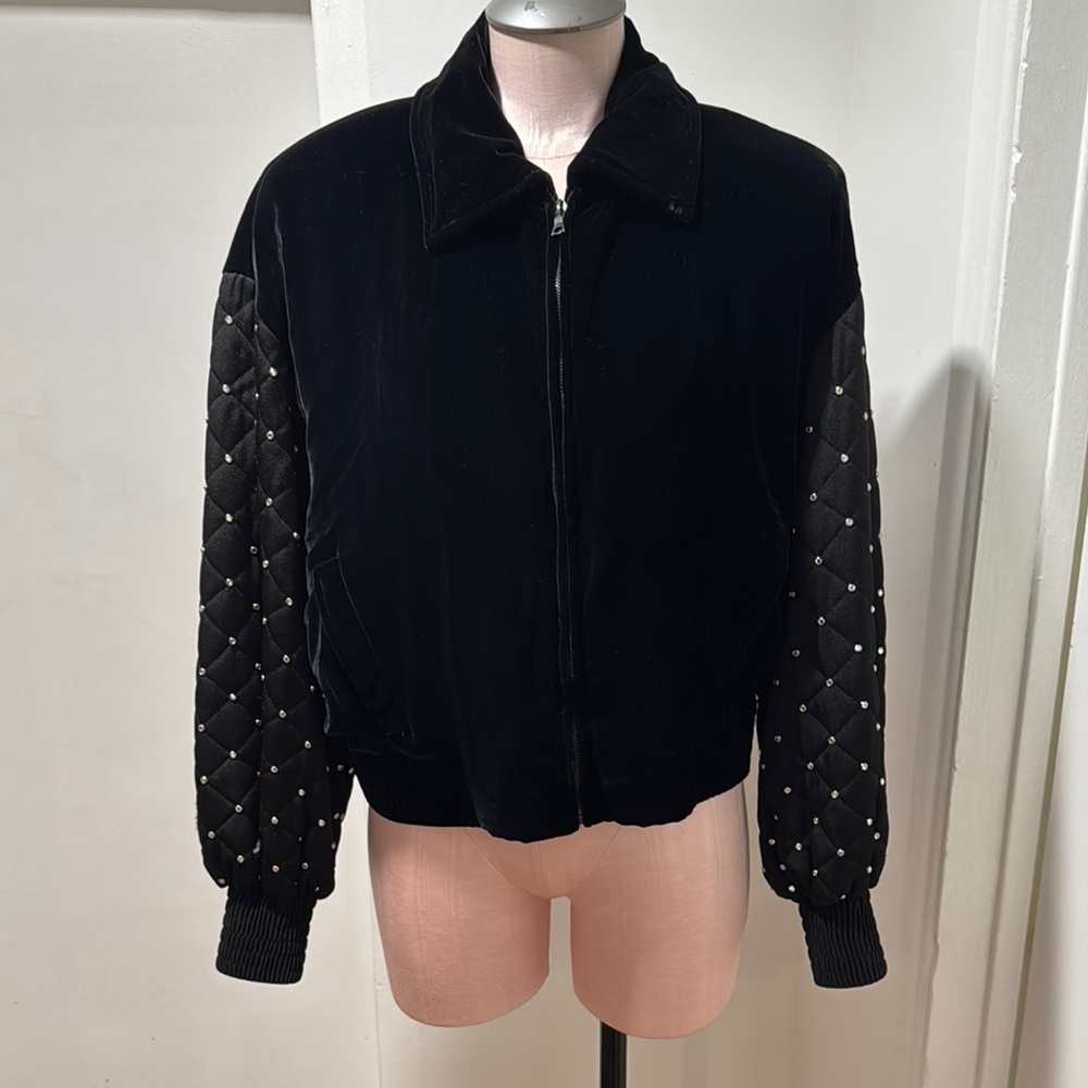 Vintage 1980s Emanuel Velvet Bomber Jacket
